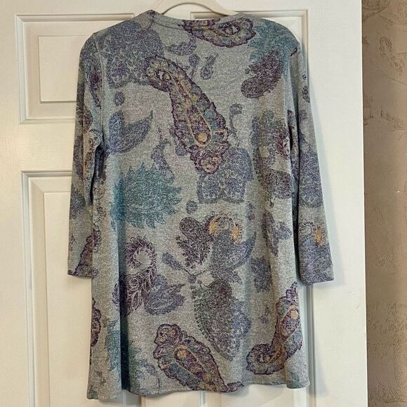 Multiples Paisley Wrap Tunic 3/4 Sleeve Blouse Small - Picture 2 of 9